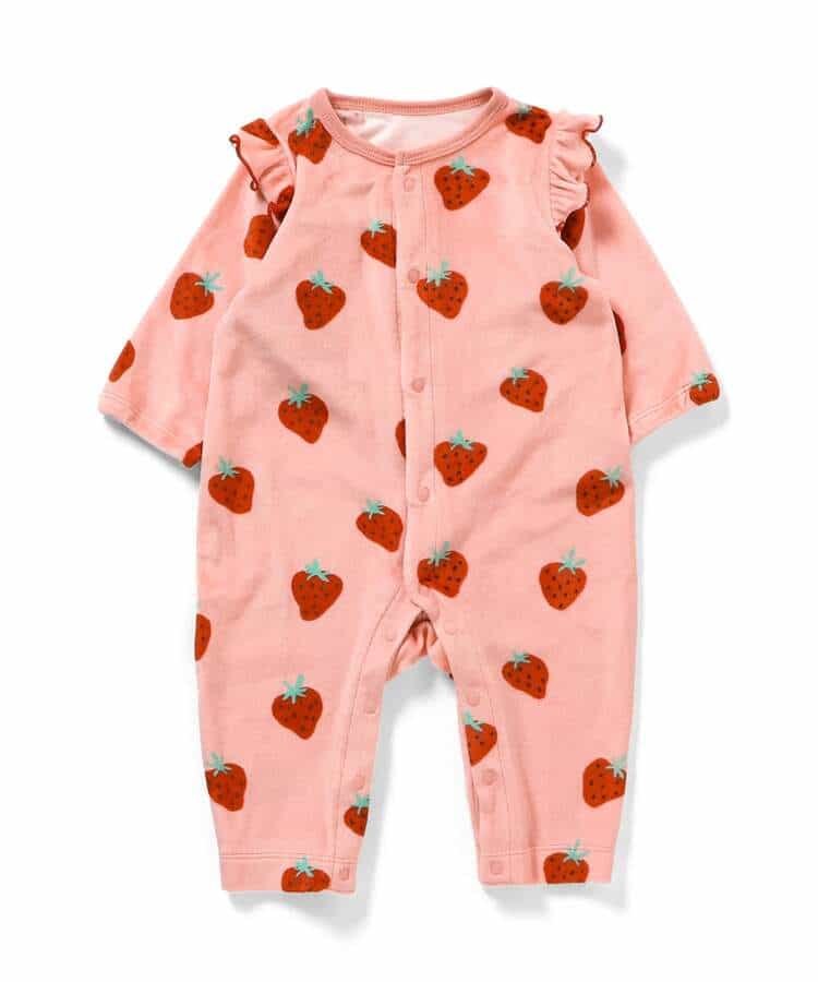 日本童裝 BREEZE 絲絨印花連衣 70-80cm 女童款 初生嬰兒 冬季 Jumpsuit