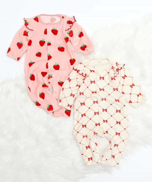 日本童裝 BREEZE 絲絨印花連衣 70-80cm 女童款 初生嬰兒 冬季 Jumpsuit