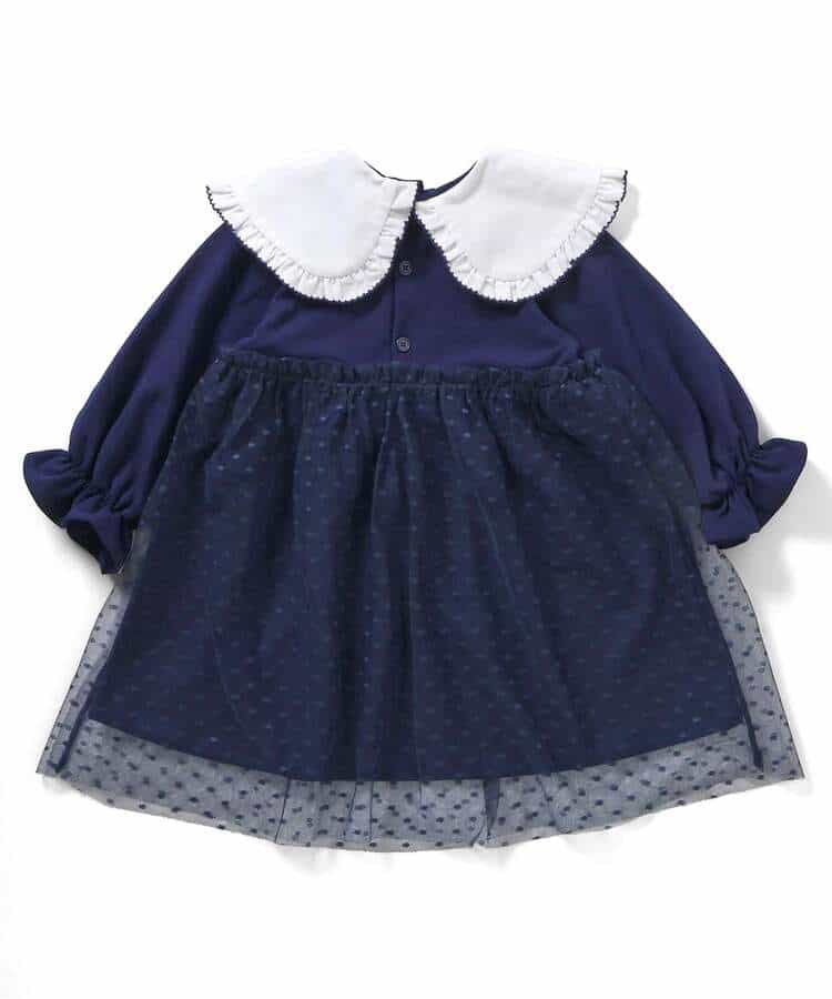 日本童裝 BREEZE 大領薄紗連身裙 90-140cm 女童款 冬季 DRESSES 面試/宴會/表演