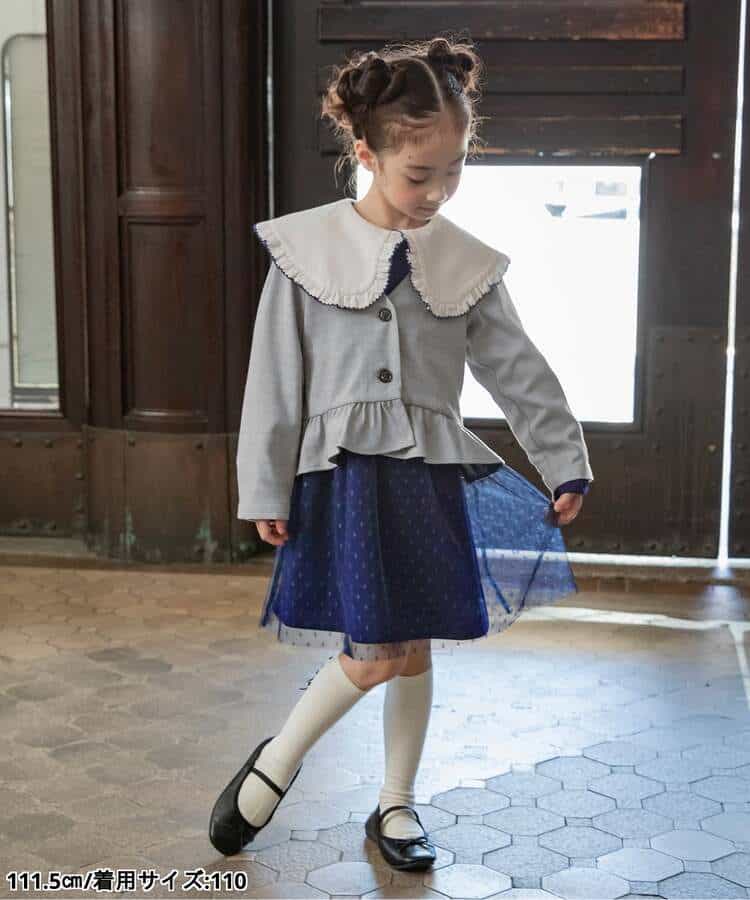 日本童裝 BREEZE 大領薄紗連身裙 90-140cm 女童款 冬季 DRESSES 面試/宴會/表演