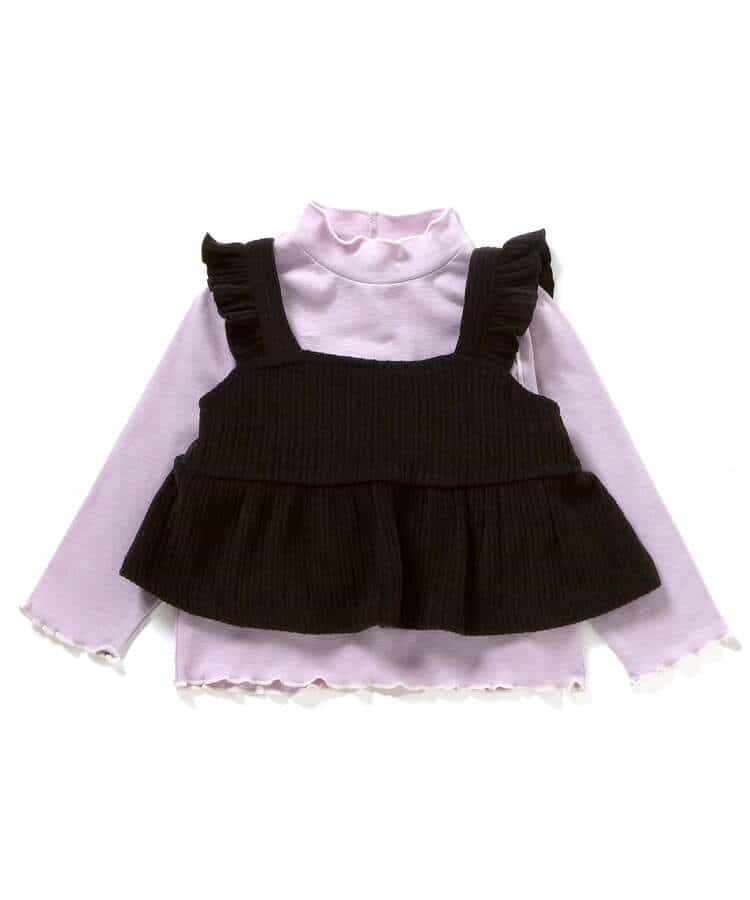 日本童裝 BREEZE 絲絨荷葉邊兩件套裝 80-140cm 女童款 冬季 TOPS 聖誕紅/新年紅