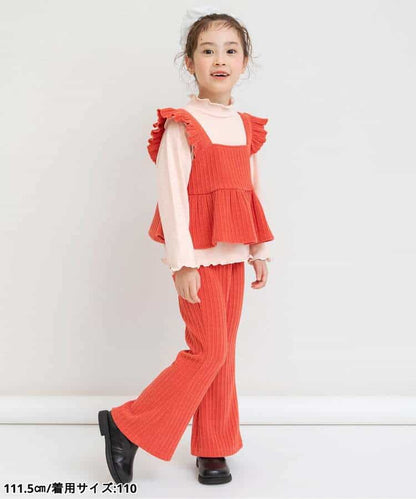 日本童裝 BREEZE 絲絨荷葉邊兩件套裝 80-140cm 女童款 冬季 TOPS 聖誕紅/新年紅