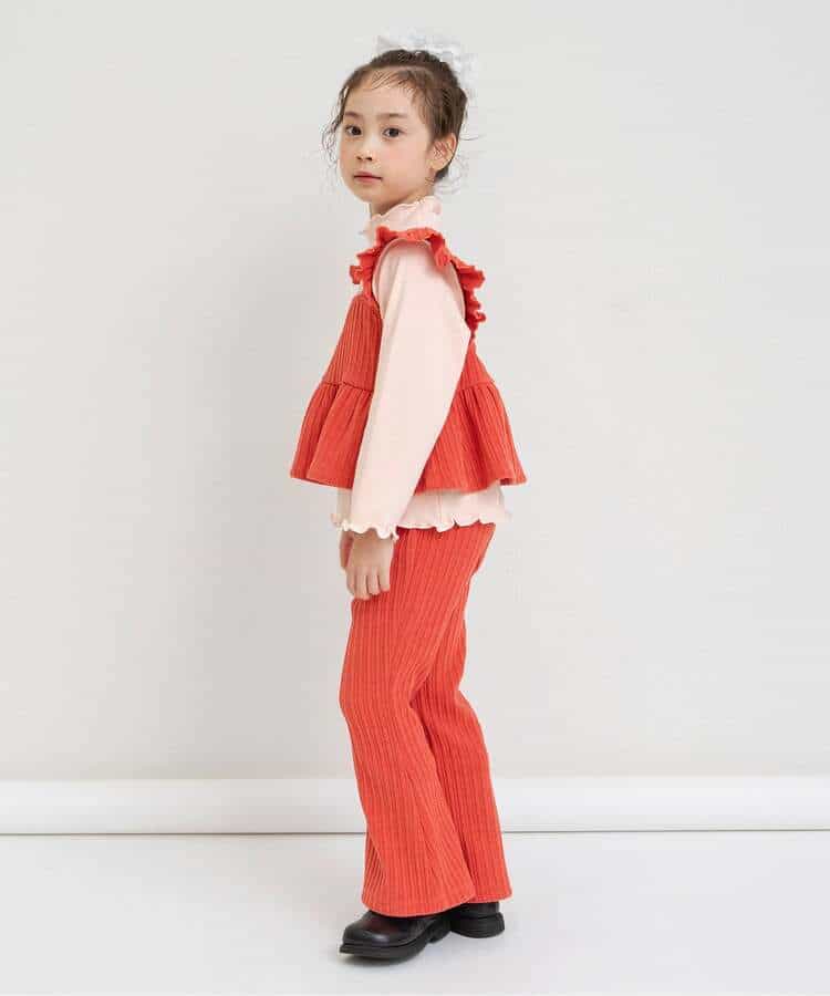 日本童裝 BREEZE 絲絨喇叭褲 80-140cm 女童款 冬季 PANTS 聖誕紅/新年紅