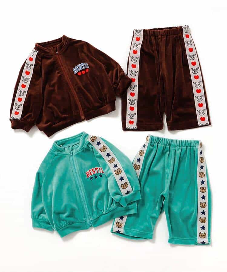 日本童裝 BREEZE x USAKUMA 天鵝絨兩件套裝 70-80cm 男童款/女童款 冬季  初生嬰兒 OUTERWEAR PANTS