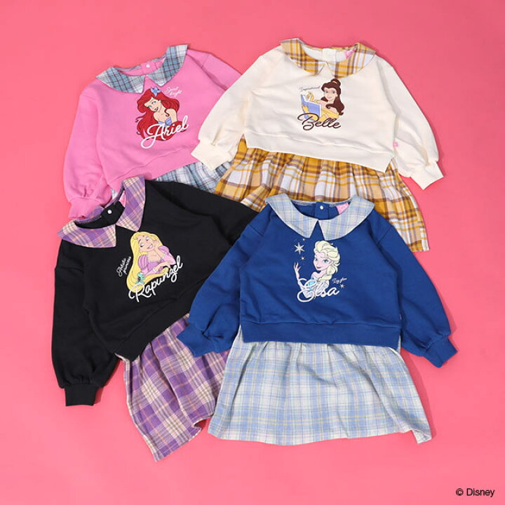 日本童裝 BDL x Disney 公主拼接格仔裙 100-130cm 女童款 冬季 DRESSES