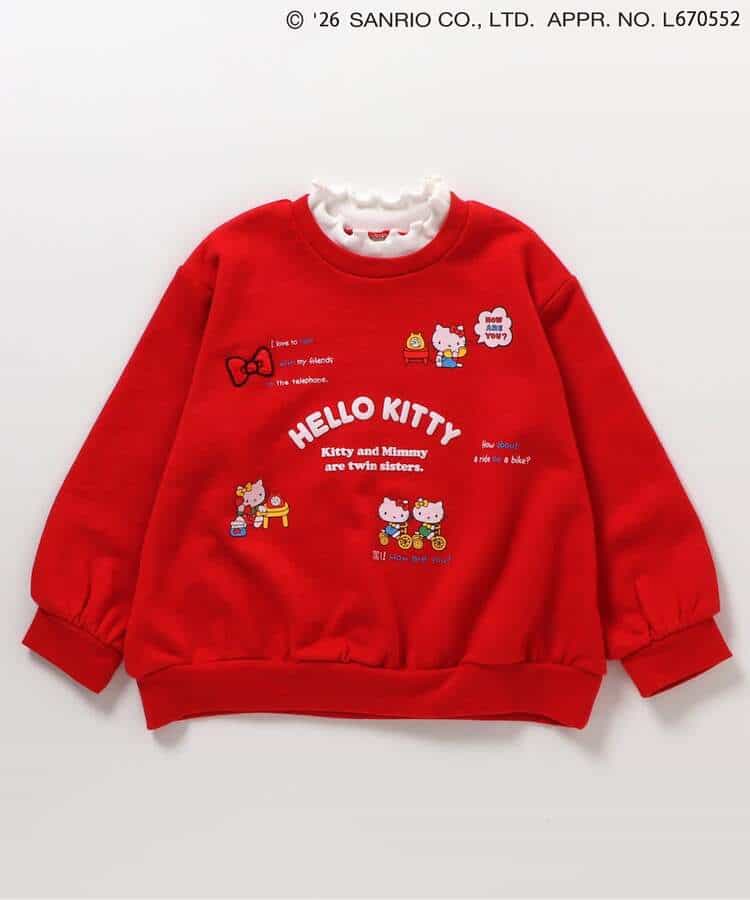 日本童裝 apres les cours x Sanrio 木耳領衛衣 80-140cm 女童款 冬季 TOPS 聖誕紅/新年紅