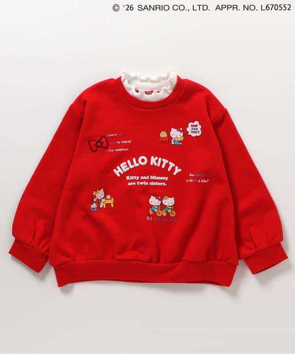 日本童裝 apres les cours x Sanrio 木耳領衛衣 80-140cm 女童款 冬季 TOPS 聖誕紅/新年紅