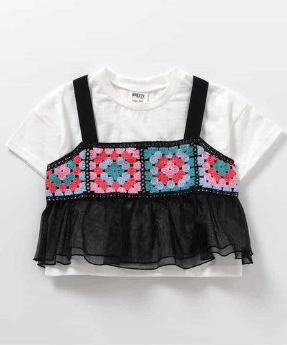 Japanese children's clothing BREEZE crochet two-piece suit 80-140cm girls summer TOPS 