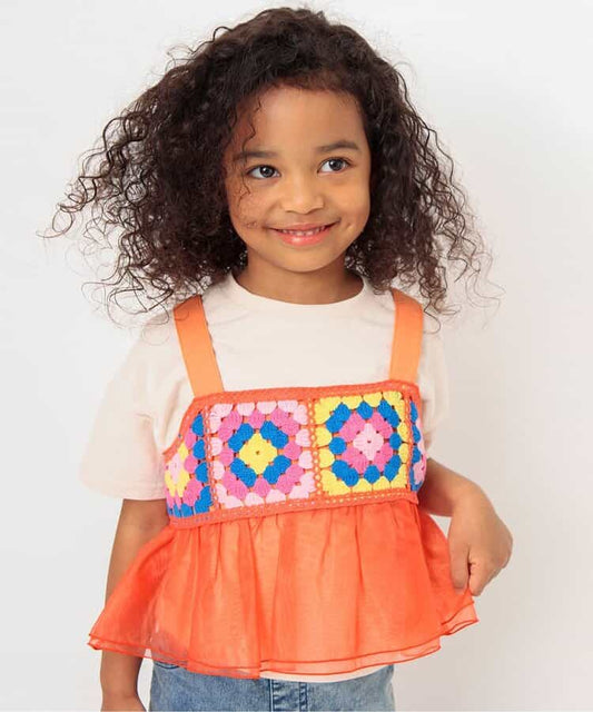 Japanese children's clothing BREEZE crochet two-piece suit 80-140cm girls summer TOPS 