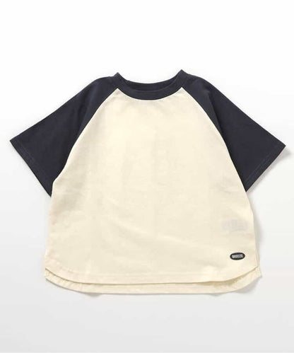 Japanese children's clothing BREEZE color block short-sleeved top 90-160cm boys/girls summer TOPS 