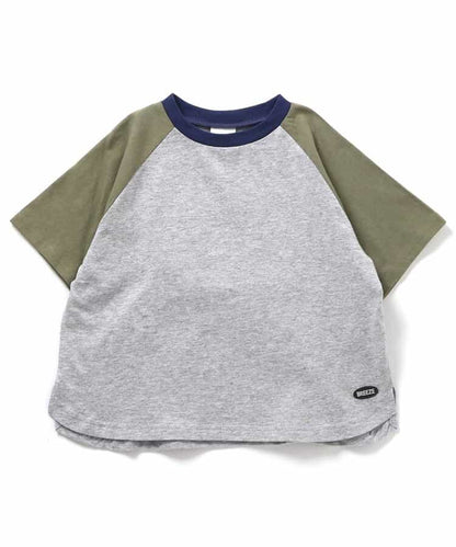 Japanese children's clothing BREEZE color block short-sleeved top 90-160cm boys/girls summer TOPS 