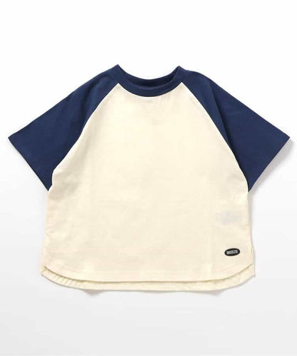 Japanese children's clothing BREEZE color block short-sleeved top 90-160cm boys/girls summer TOPS 