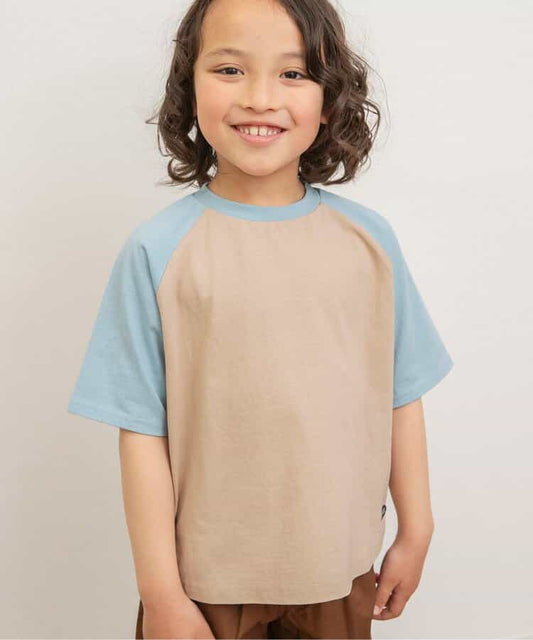 Japanese children's clothing BREEZE color block short-sleeved top 90-160cm boys/girls summer TOPS 