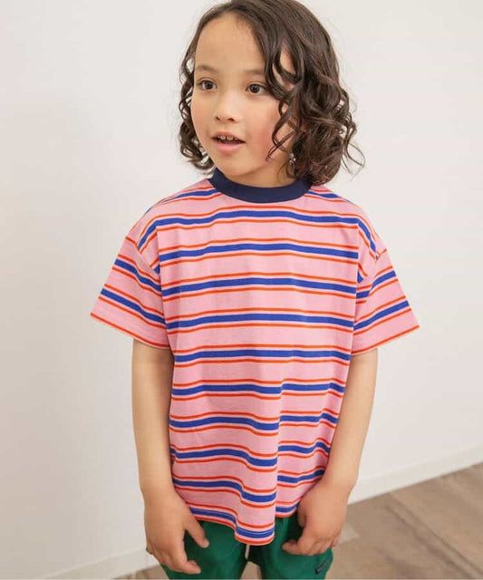 Japanese children's clothing BREEZE striped top 90-160cm boys/girls summer TOPS 