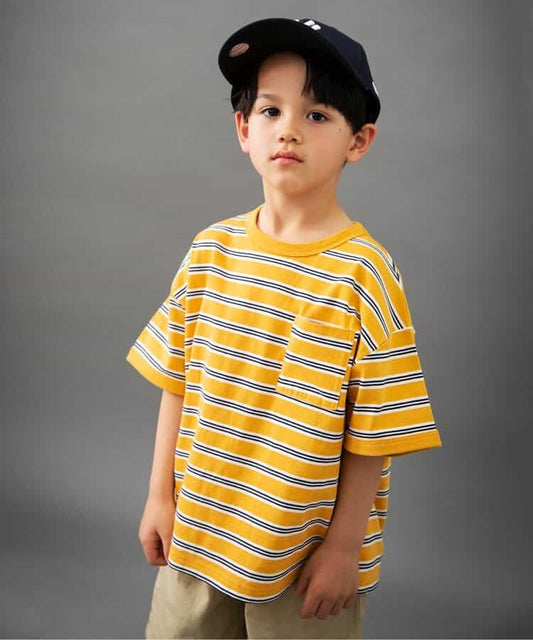 Japanese children's clothing BREEZE striped top 90-160cm boys' summer TOPS 
