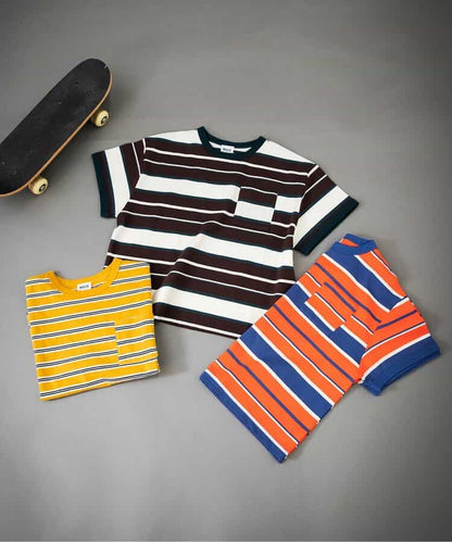 Japanese children's clothing BREEZE striped top 90-160cm boys' summer TOPS 