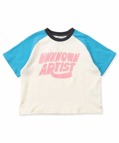 Japanese children's clothing BREEZE color block shoulder letter top 80-140cm boys/girls summer TOPS 