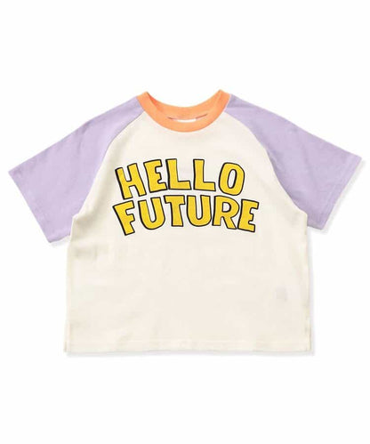 Japanese children's clothing BREEZE color block shoulder letter top 80-140cm boys/girls summer TOPS 
