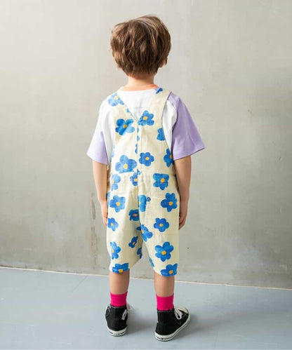 Japanese children's clothing BREEZE color block shoulder letter top 80-140cm boys/girls summer TOPS 