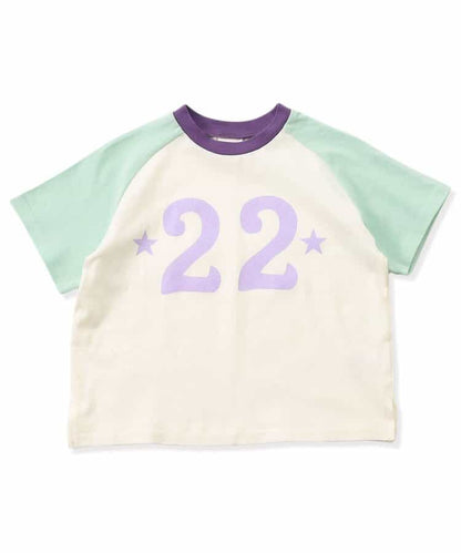 Japanese children's clothing BREEZE color block shoulder letter top 80-140cm boys/girls summer TOPS 