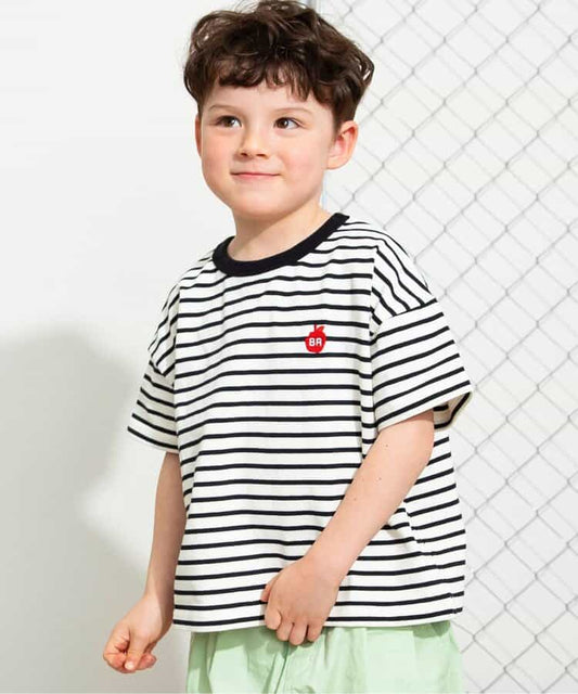Japanese children's clothing BREEZE loose striped top 80-150cm boys' summer TOPS 