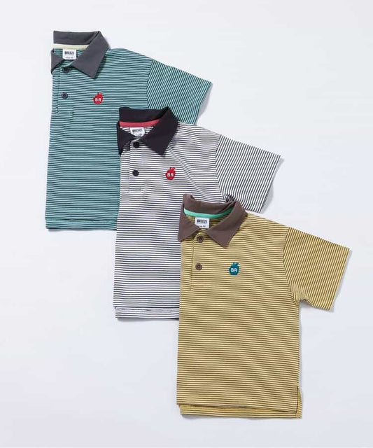 Japanese children's clothing BREEZE polo striped top 80-150cm boys' summer TOPS 