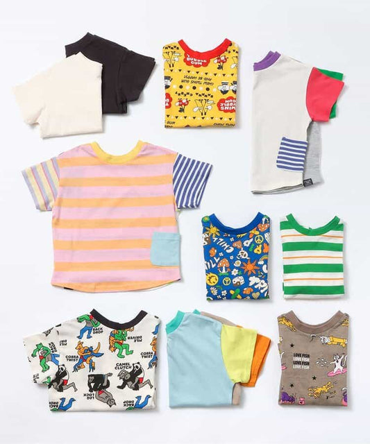 BREEZE 2Way Japanese Children's Clothing - Two-Way Short-Sleeve Tops (80-140cm) for Boys and Girls (Summer) 