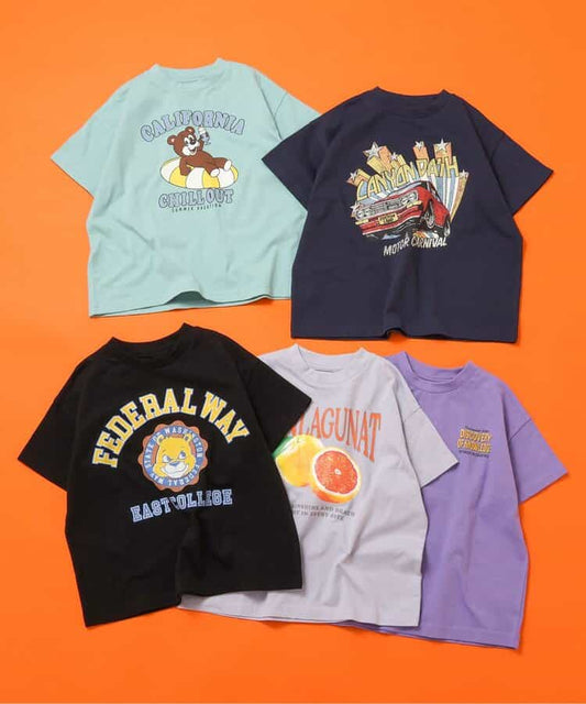 Japanese children's clothing BREEZE multi-color printed tops 90-150cm boys/girls summer TOPS 