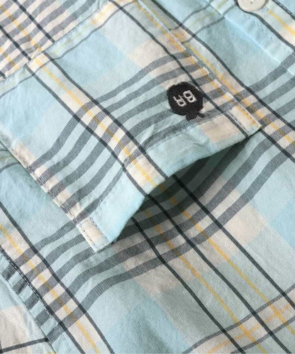 Japanese children's clothing BREEZE stand-up collar yarn-dyed shirt 80-140cm boys' summer TOPS 