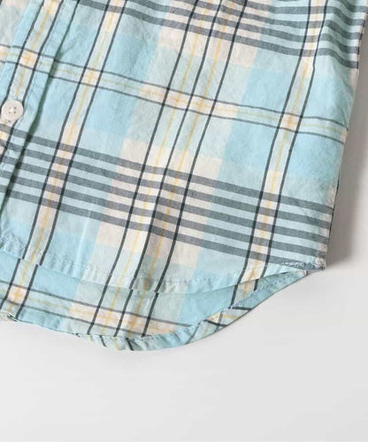 Japanese children's clothing BREEZE stand-up collar yarn-dyed shirt 80-140cm boys' summer TOPS 