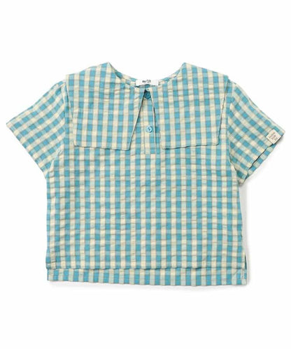 Japanese children's clothing BREEZE plaid sailor top 90-140cm boys/girls summer TOPS 