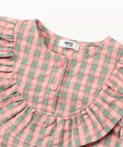 Japanese children's clothing BREEZE plaid sailor vest 90-140cm girls summer TOPS 