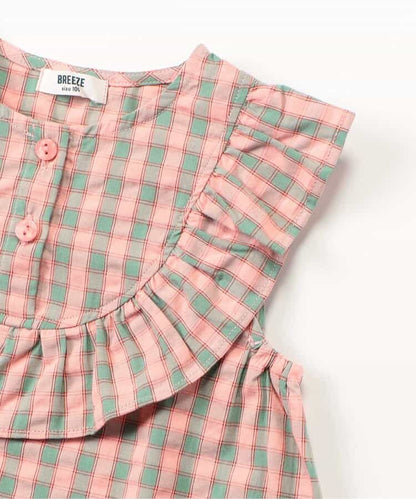 Japanese children's clothing BREEZE plaid sailor vest 90-140cm girls summer TOPS 
