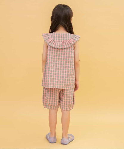 Japanese children's clothing BREEZE plaid sailor vest 90-140cm girls summer TOPS 
