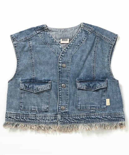 Japanese children's clothing BREEZE tassel denim vest 80-140cm boys' summer OUTERWEAR 