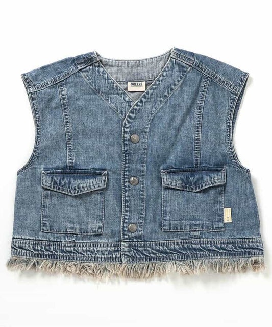 Japanese children's clothing BREEZE tassel denim vest 80-140cm boys' summer OUTERWEAR 