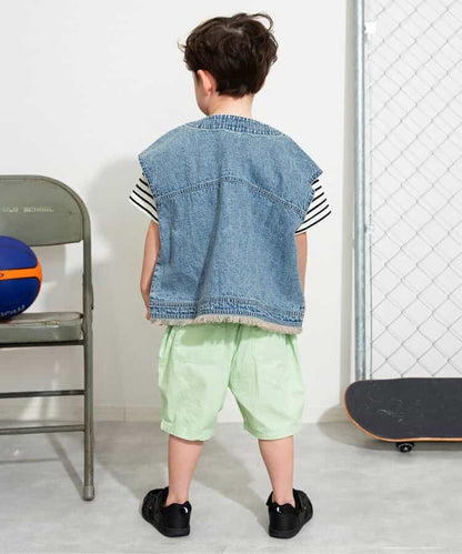 Japanese children's clothing BREEZE tassel denim vest 80-140cm boys' summer OUTERWEAR 