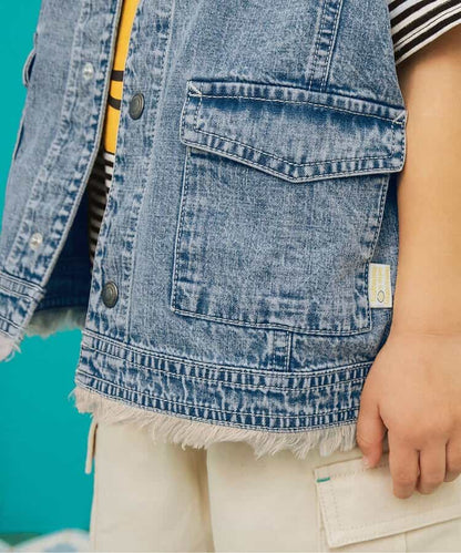 Japanese children's clothing BREEZE tassel denim vest 80-140cm boys' summer OUTERWEAR 