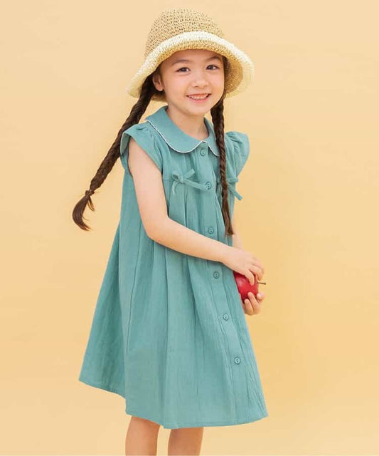 Japanese children's clothing BREEZE bow dress 90-140cm girls summer dresses 