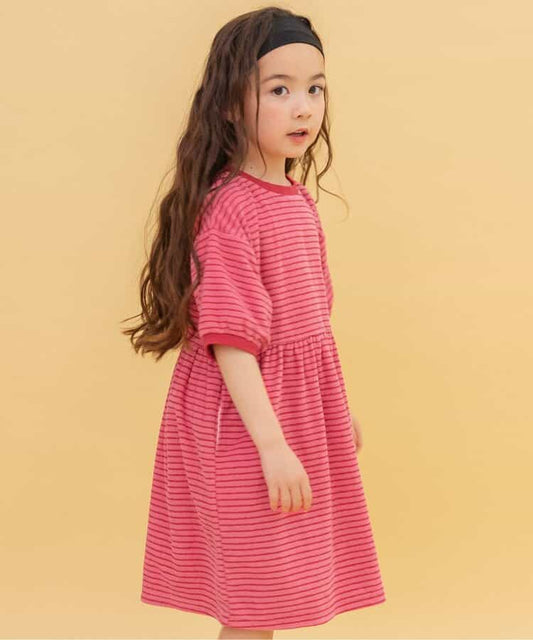Japanese BREEZE Towel Stripe Dress 80-140cm Girls Summer Dresses 