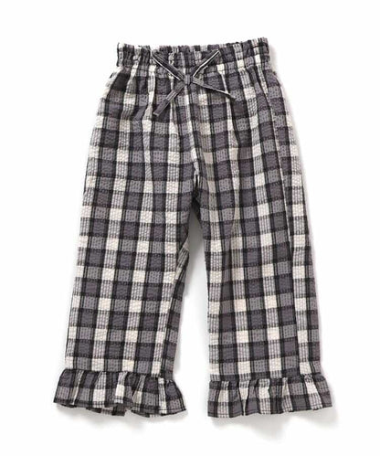 Japanese children's clothing BREEZE ruffle plaid trousers 80-140cm girls summer PANTS 