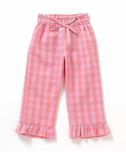 Japanese children's clothing BREEZE ruffle plaid trousers 80-140cm girls summer PANTS 