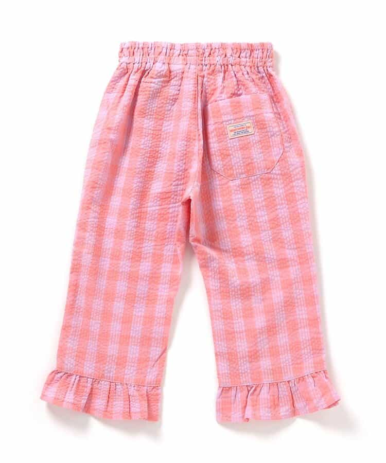Japanese children's clothing BREEZE ruffle plaid trousers 80-140cm girls summer PANTS 