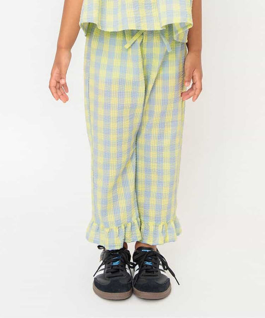 Japanese children's clothing BREEZE ruffle plaid trousers 80-140cm girls summer PANTS 