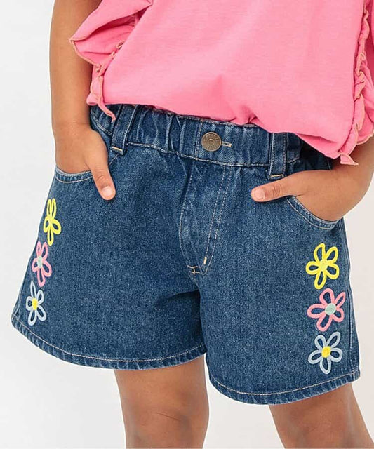 Japanese children's clothing BREEZE embroidered denim shorts 80-140cm girls' summer PANTS 