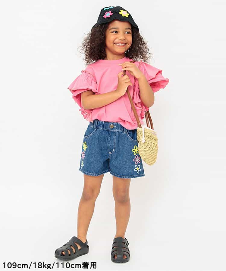 Japanese children's clothing BREEZE embroidered denim shorts 80-140cm girls' summer PANTS 