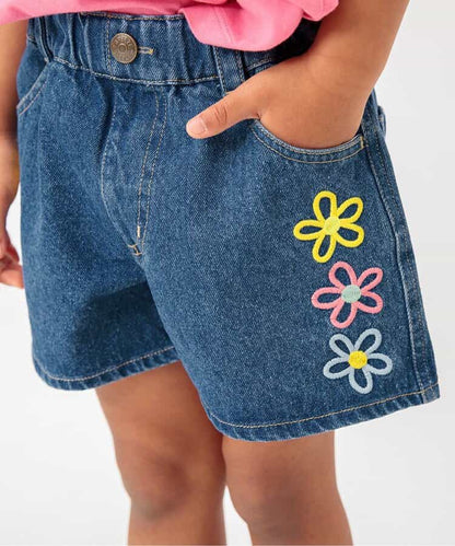 Japanese children's clothing BREEZE embroidered denim shorts 80-140cm girls' summer PANTS 