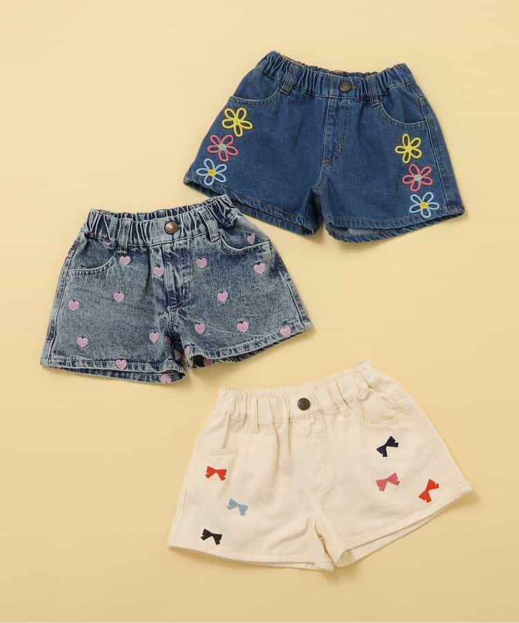 Japanese children's clothing BREEZE embroidered denim shorts 80-140cm girls' summer PANTS 