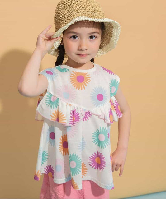 Japanese children's clothing BREEZE quick-drying series ruffle vest 80-140cm girls summer TOPS 