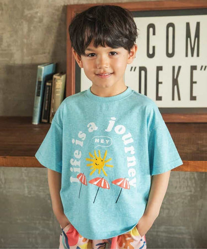 BREEZE Japanese children's clothing holiday style printed tops 80-150cm boys/girls summer TOPS 